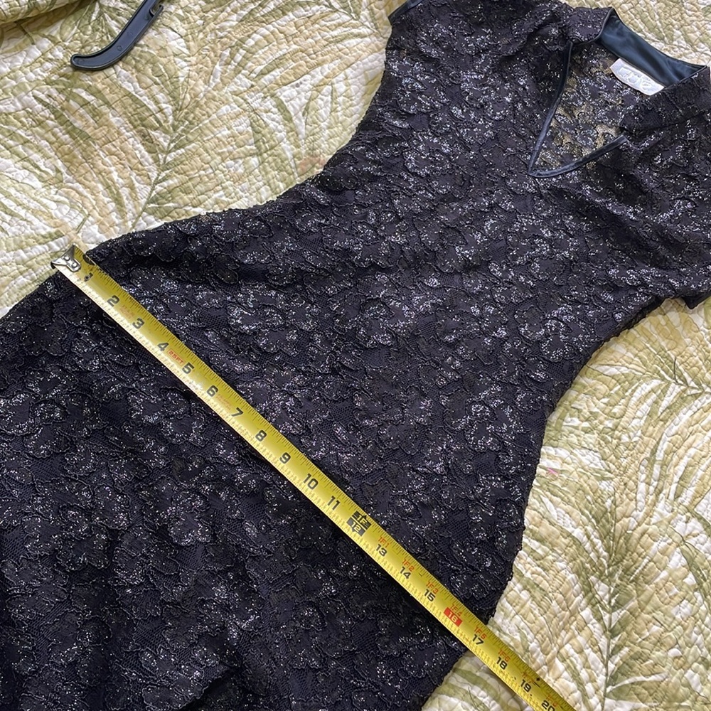 Cache metallic lace,sheer cheongsam column cocktail dress - Picture 9 of 10